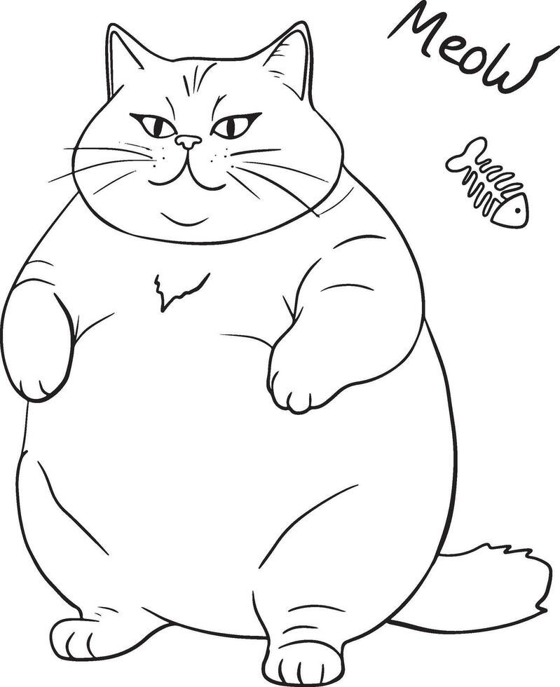Fun Cat Icons. Cute Kitty Graphics in Simple Black and White Line Art vector