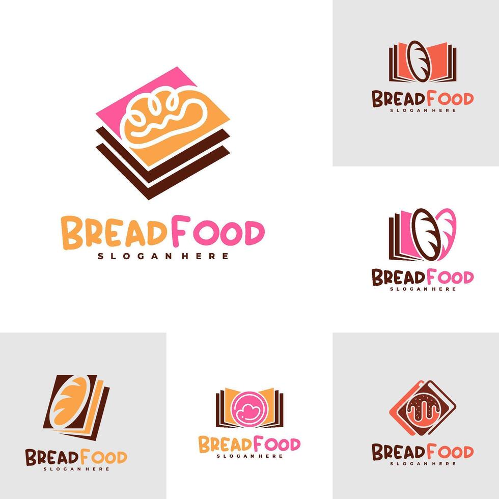 Set of Bread Book logo template, Creative Bread logo design concepts vector