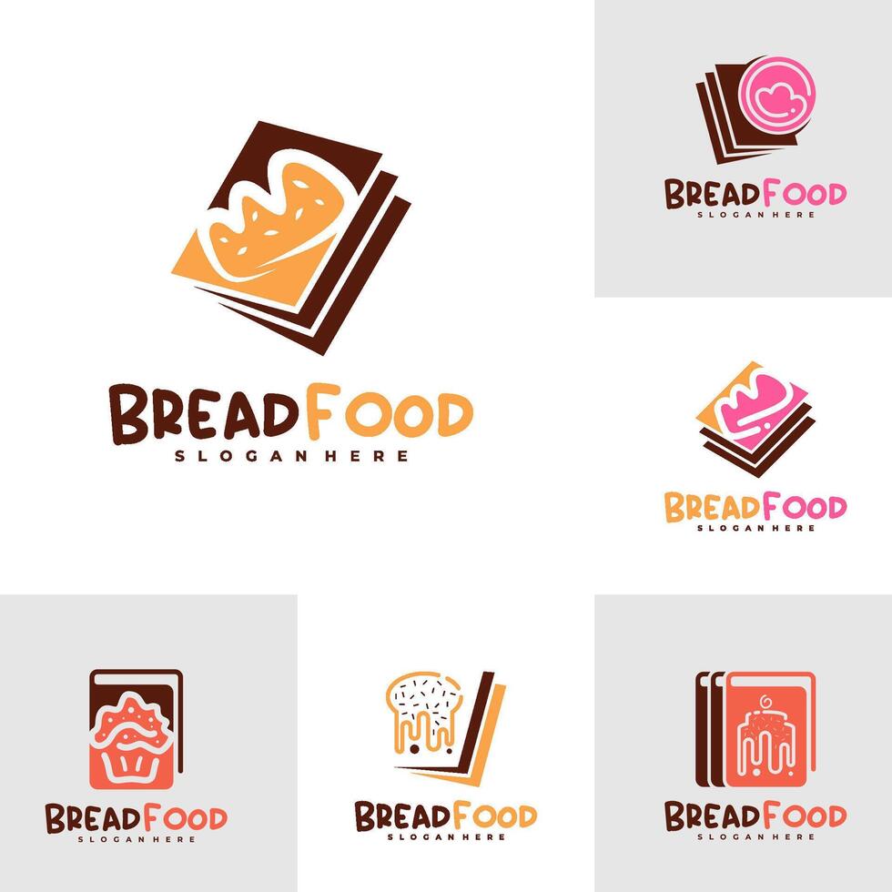 Set of Bread Book logo template, Creative Bread logo design concepts vector