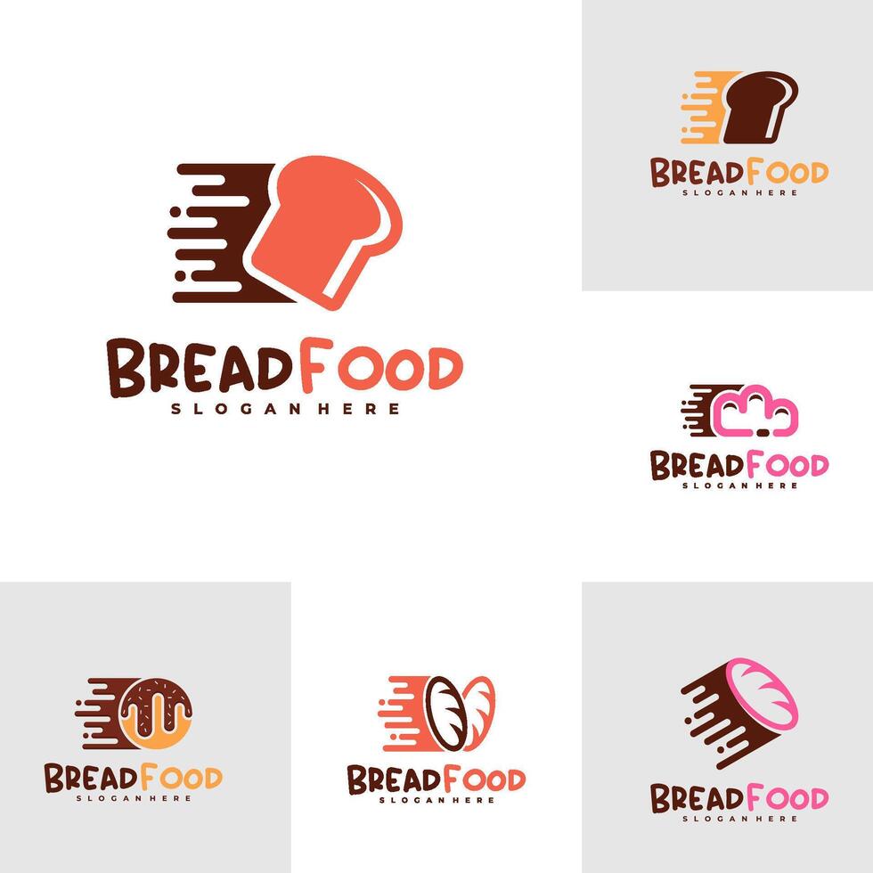 Set of Fast Bread logo template, Creative Bread logo design concepts vector