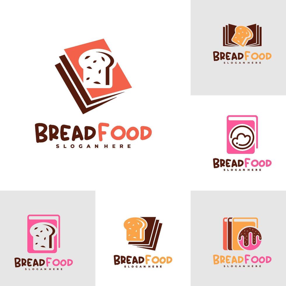 Set of Bread Book logo template, Creative Bread logo design concepts vector