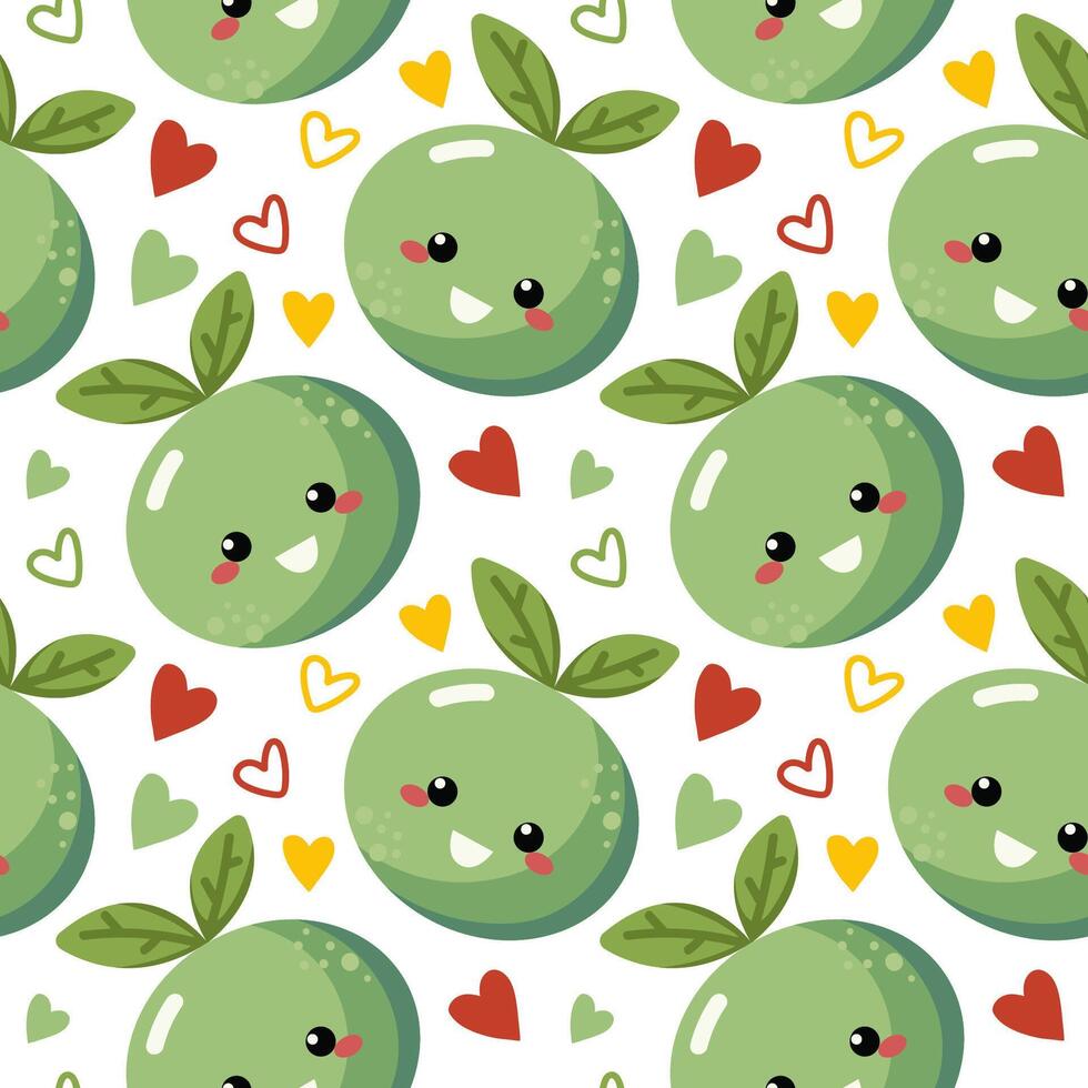 seamless pattern cartoon lime character. cute fruit wallpaper for gift wrap paper, textile vector
