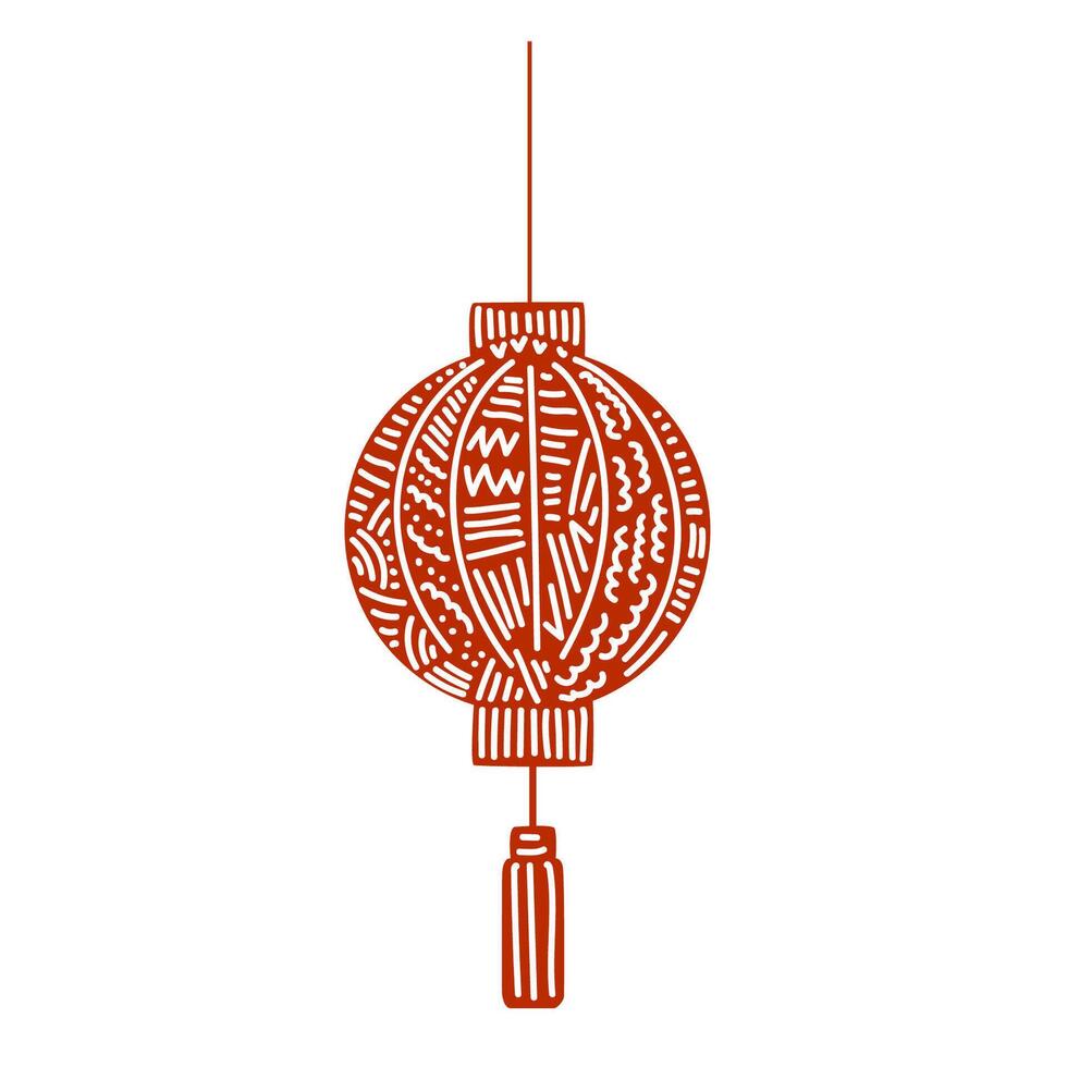 Red hanging lantern Traditional Asian decor. Decorations for the Chinese New Year. Chinese lantern festival. vector