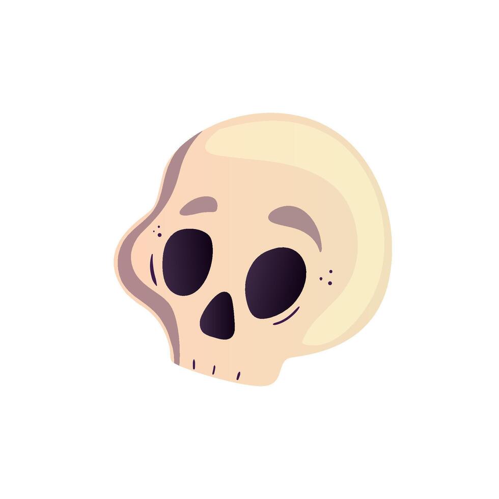human skull illustration. Cartoon scull icon, braincase bones. Wicca pagan faith symbol, esoteric and occult item. Dead person head isolated on white background vector