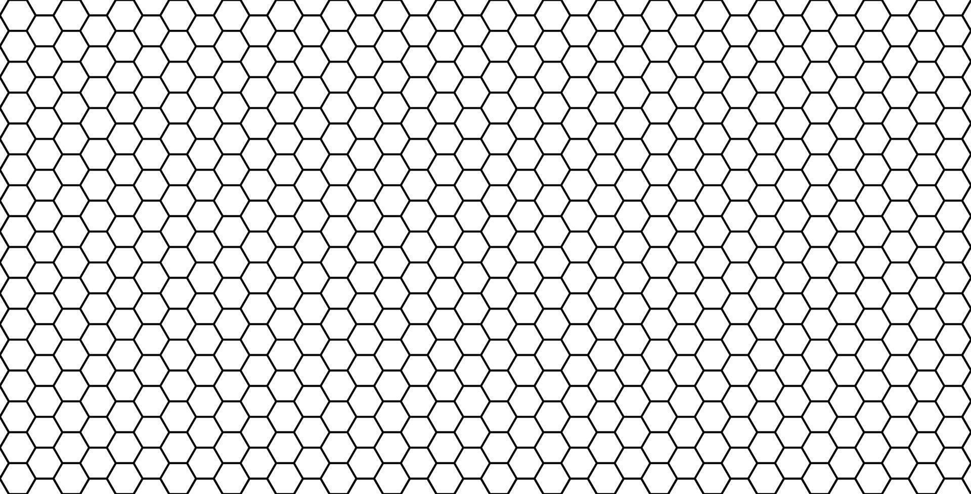 Seamless pattern grid made up of hexagonal cells. Black and white honeycomb background. Soccer or Football net in white background vector