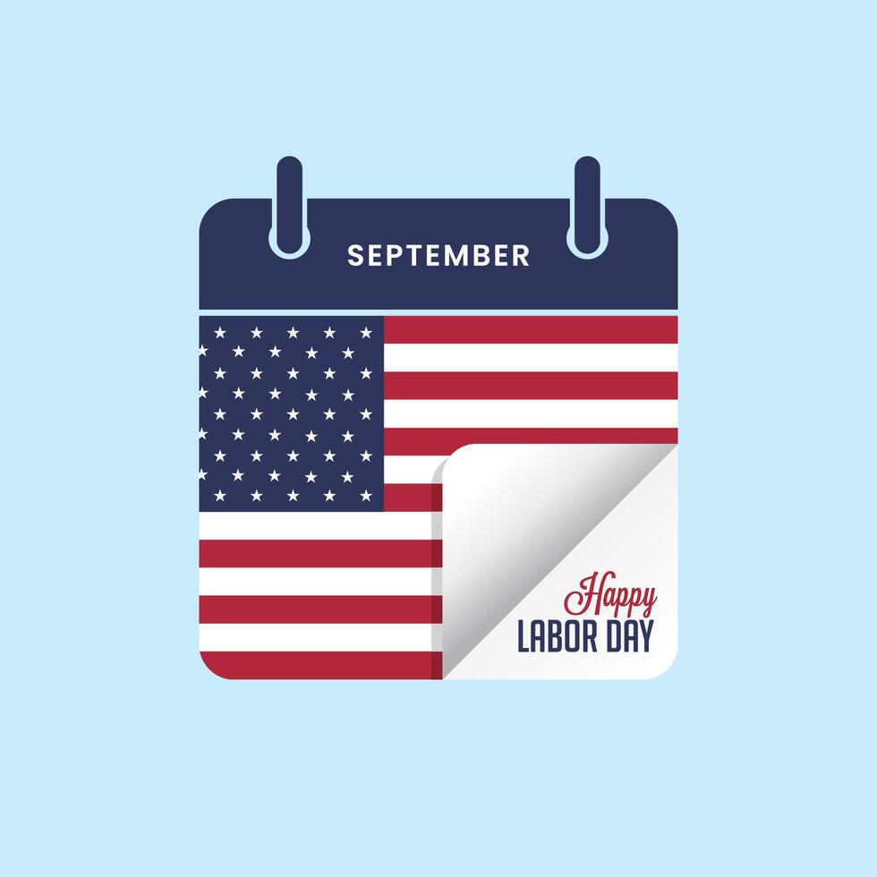 US Labor Day with Calendar and flag Illustration. 10 EPS vector