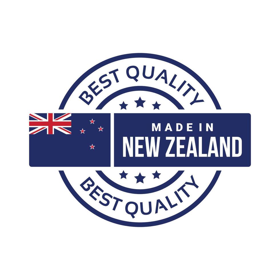 made in New Zealand with flag. for logo design, seal, tag, badge, sticker, emblem, symbol, product package, etc vector