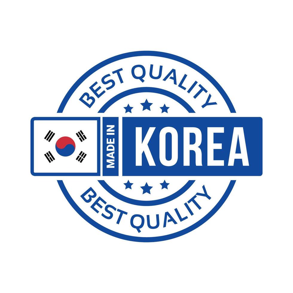 made in Korea with flag. for logo design, seal, tag, badge, sticker, emblem, symbol, product package, etc. vector