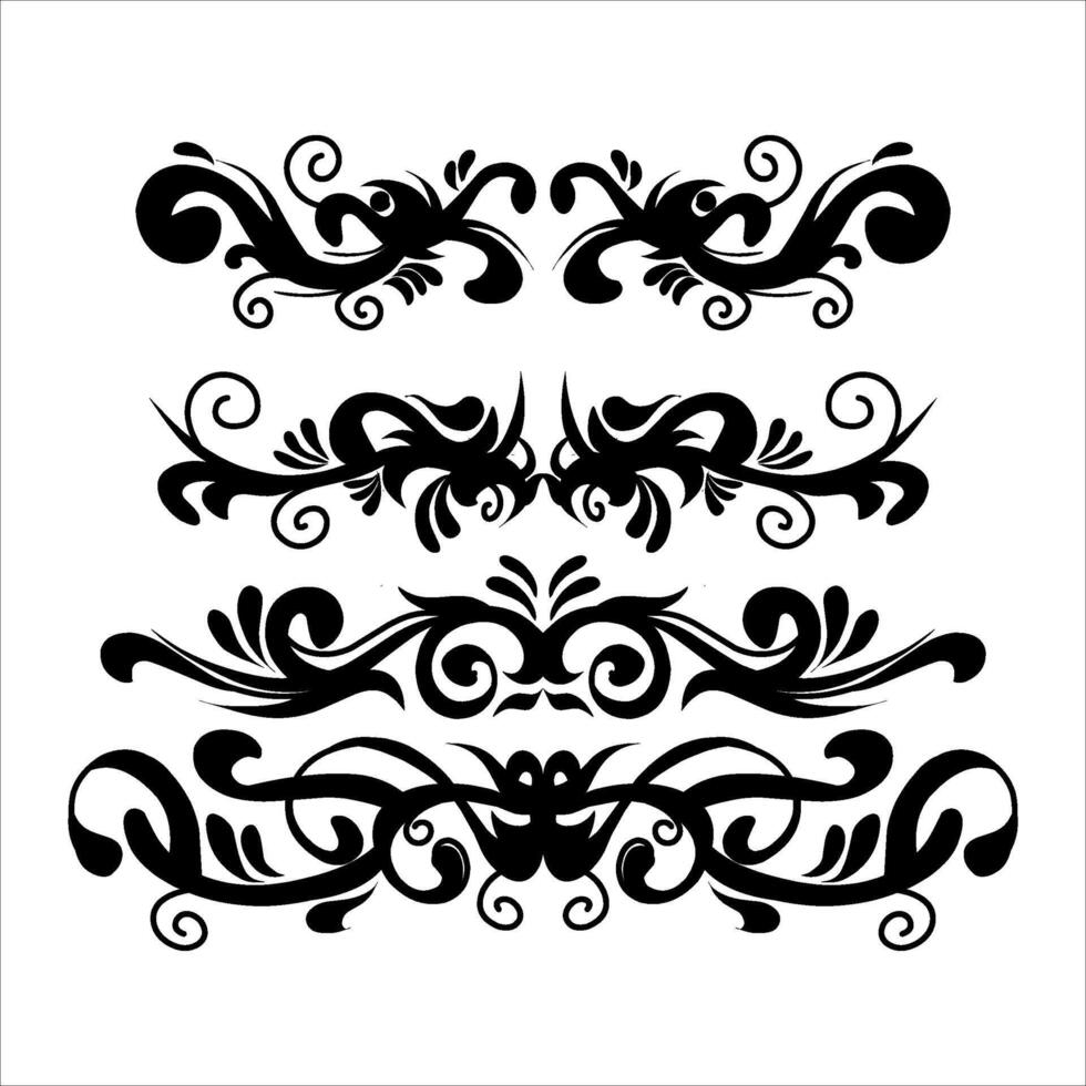 elongated floral ornament surrounded on a white background, carved ornament vector