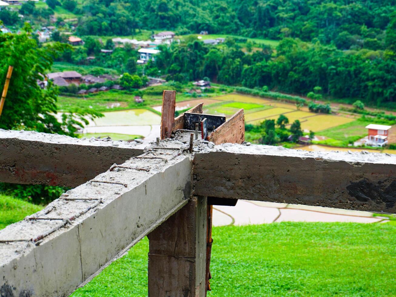 Building is under construction. bearing pillars of the building. photo