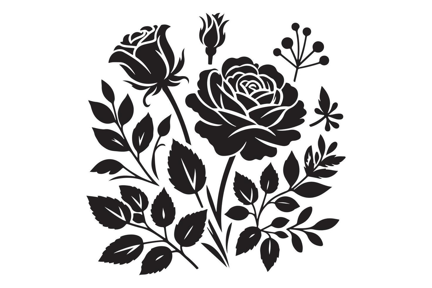 A silhouette of beautiful rose vector