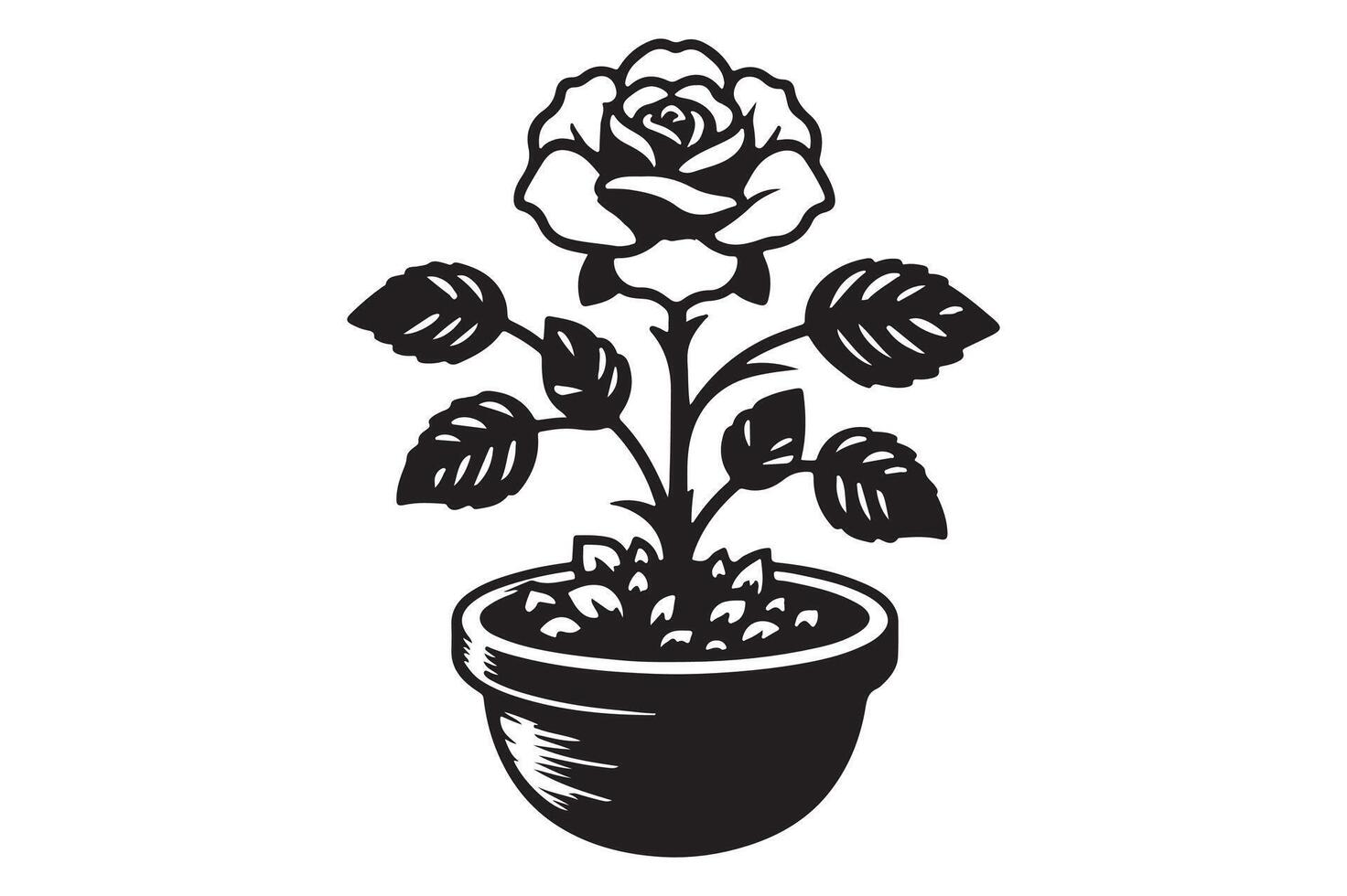 A silhouette of beautiful rose vector