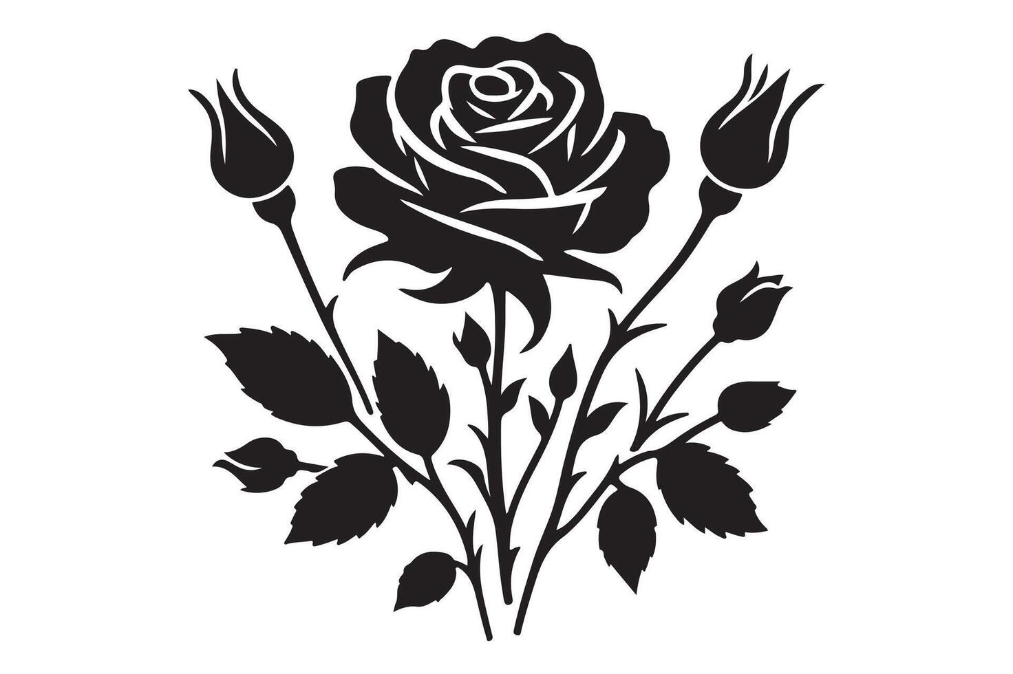 A silhouette of beautiful rose vector