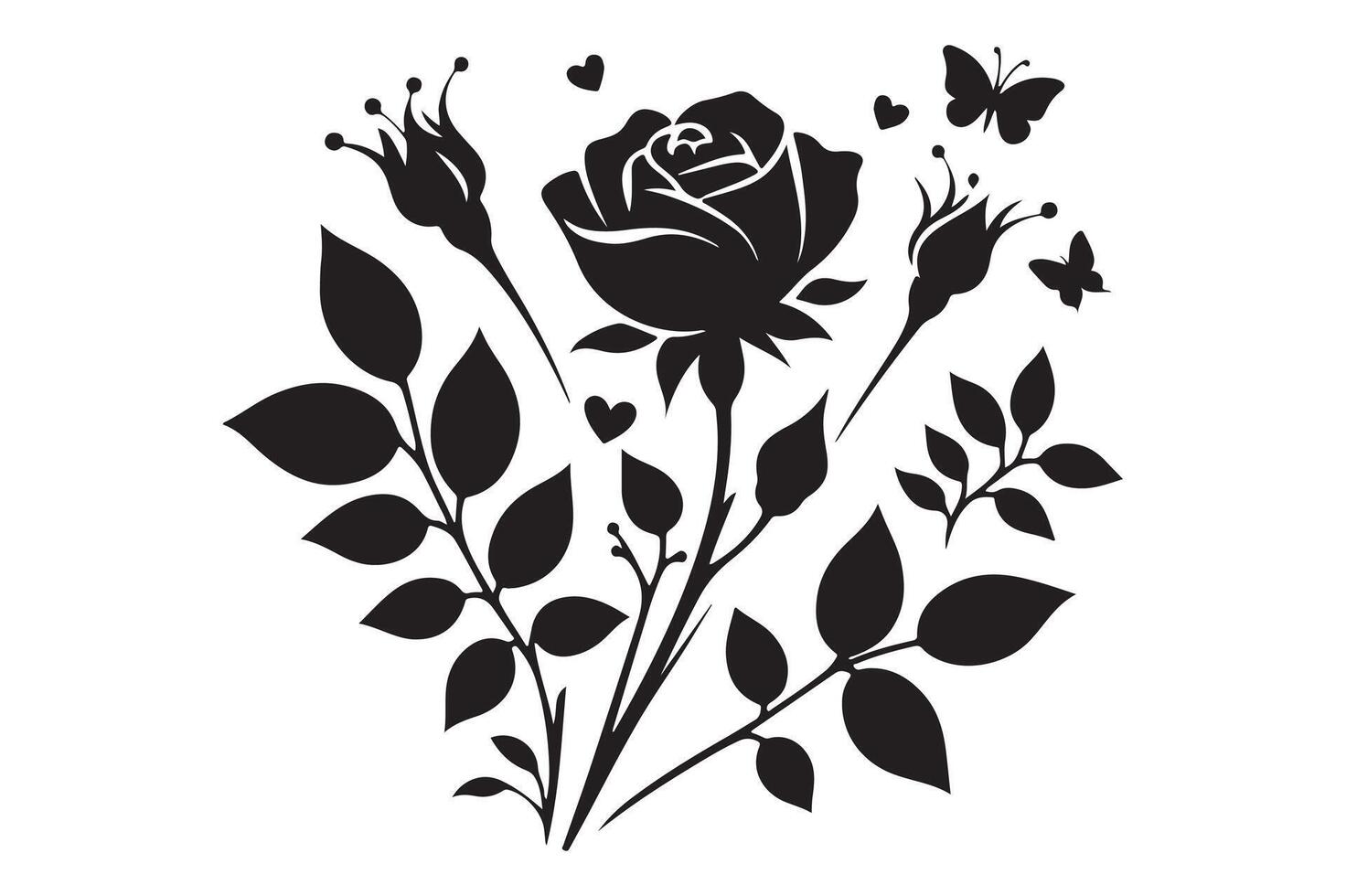 A silhouette of beautiful rose vector