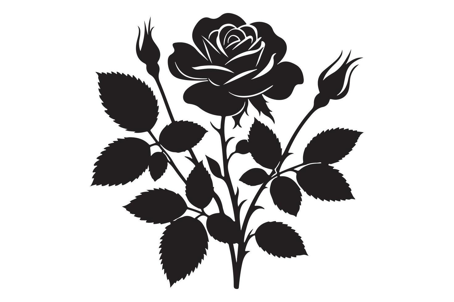 A silhouette of beautiful rose vector