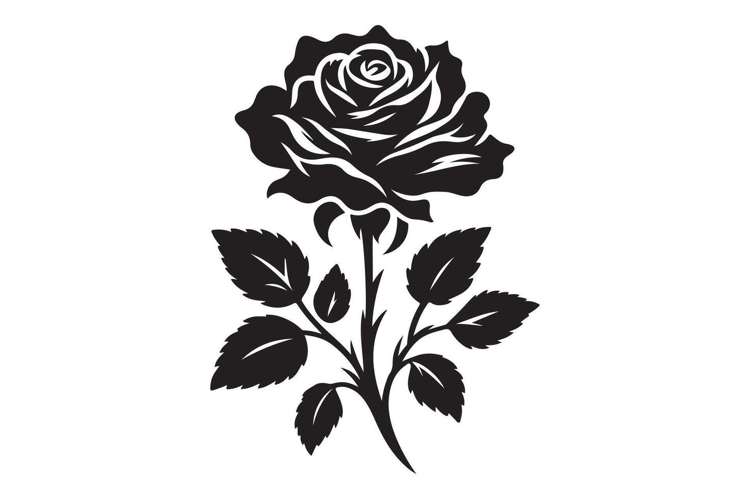 A silhouette of beautiful rose vector