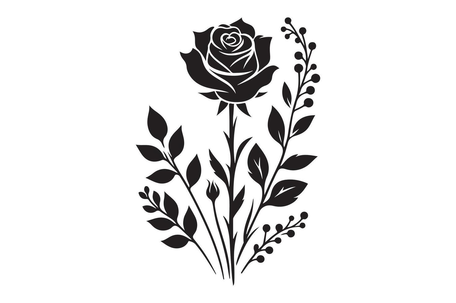 A silhouette of beautiful rose vector