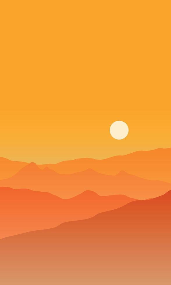 minimalist golden hours in the mountains , poster illustration design vector