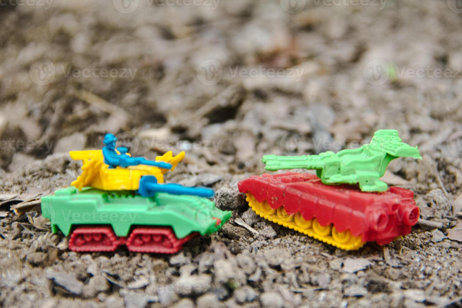 Plastic tank miniatures depicting conditions of conflict and war photo