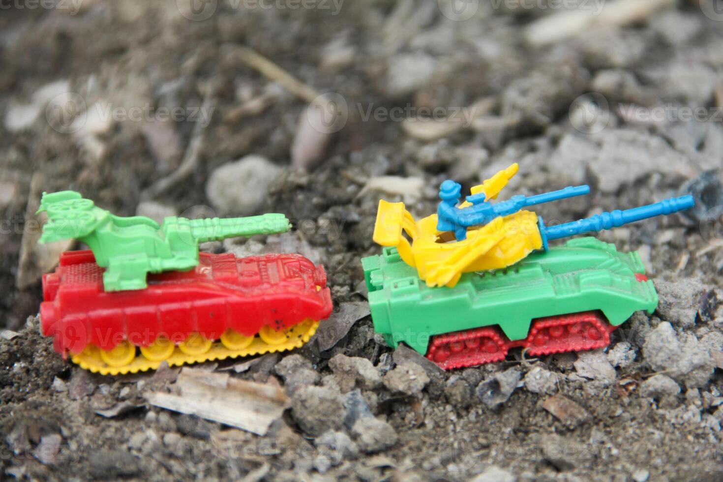 Plastic tank miniatures depicting conditions of conflict and war photo