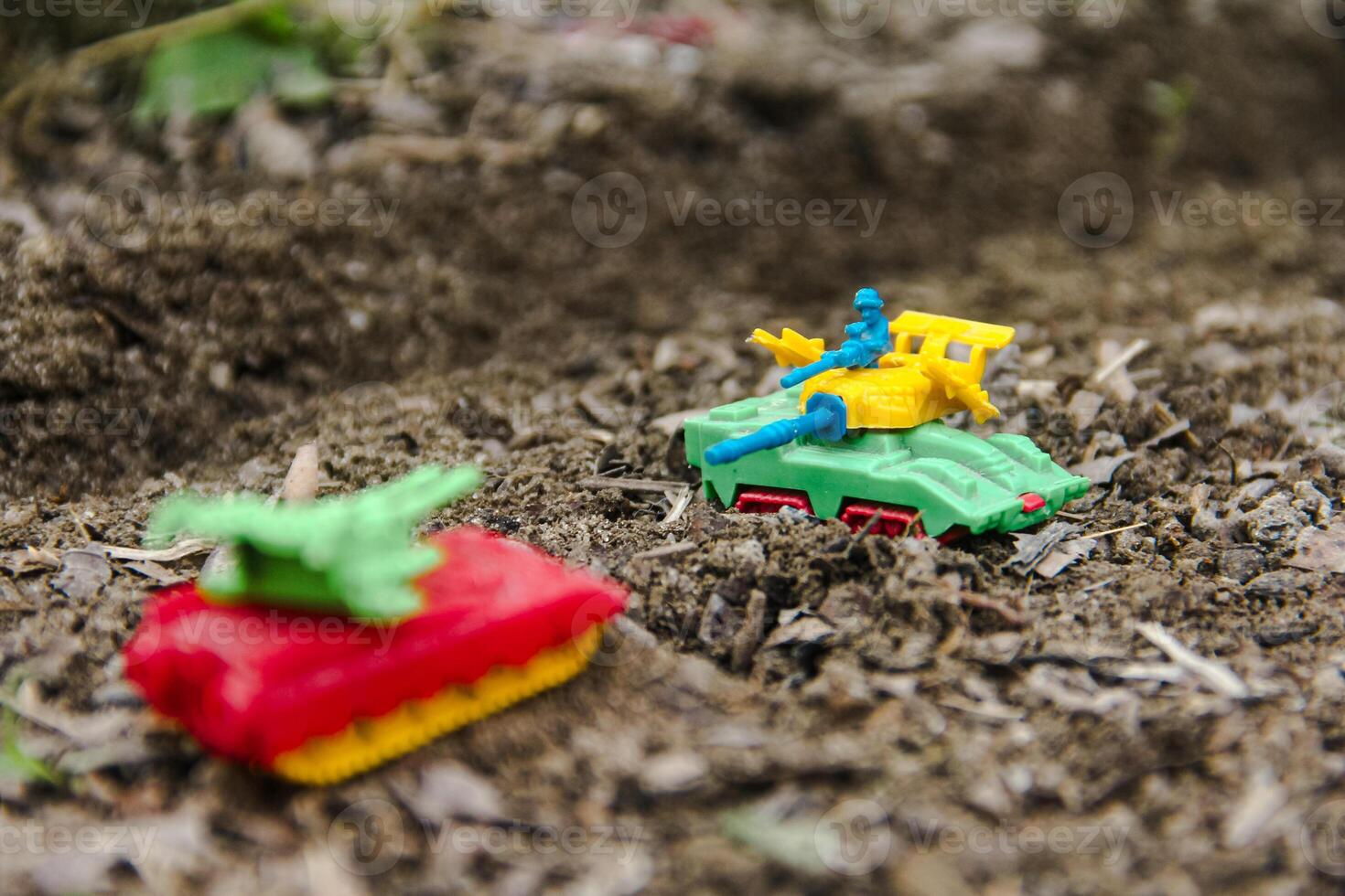 Plastic tank miniatures depicting conditions of conflict and war photo