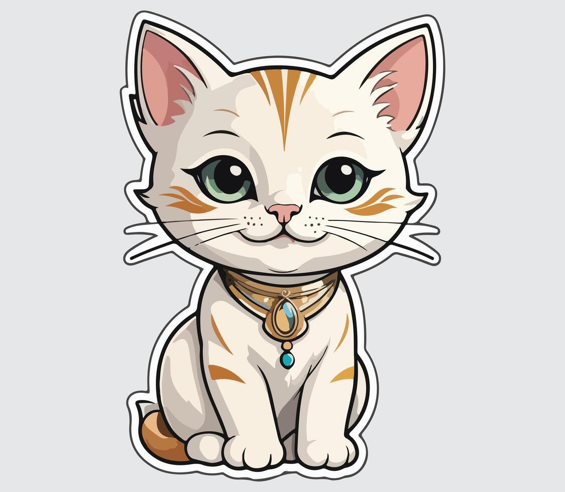 Cat cute exclusive sticker and logo illustration vector