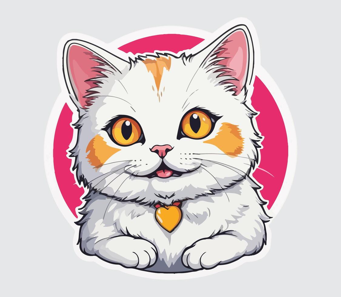 Cat cute exclusive sticker and logo illustration vector