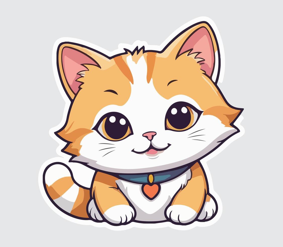 Cat cute exclusive sticker and logo illustration vector