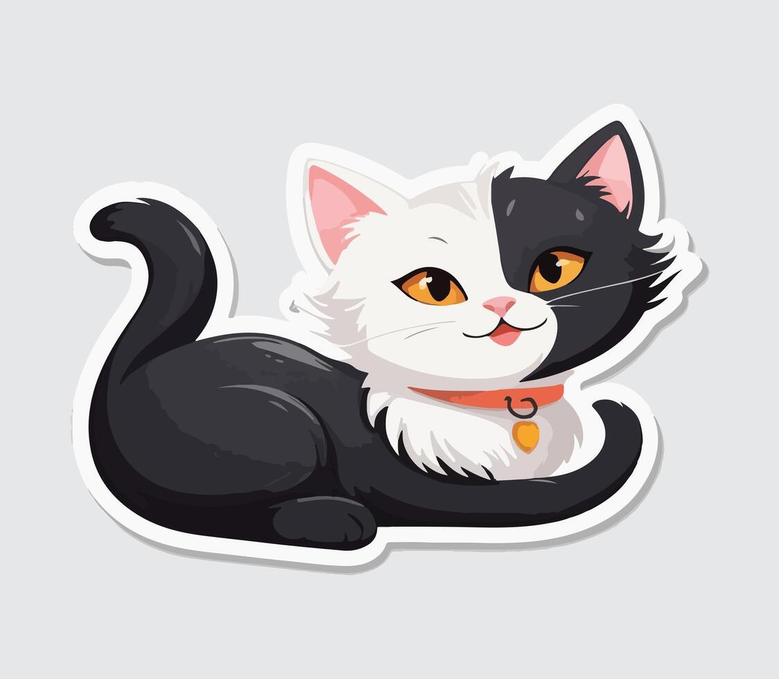 Cat cute sticker and logo vector