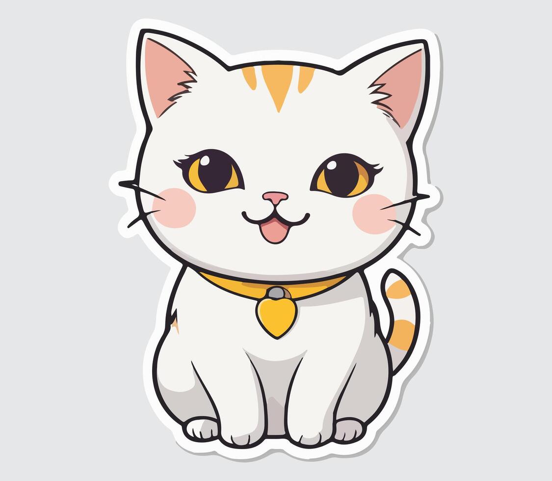Cat cute exclusive sticker and logo illustration vector