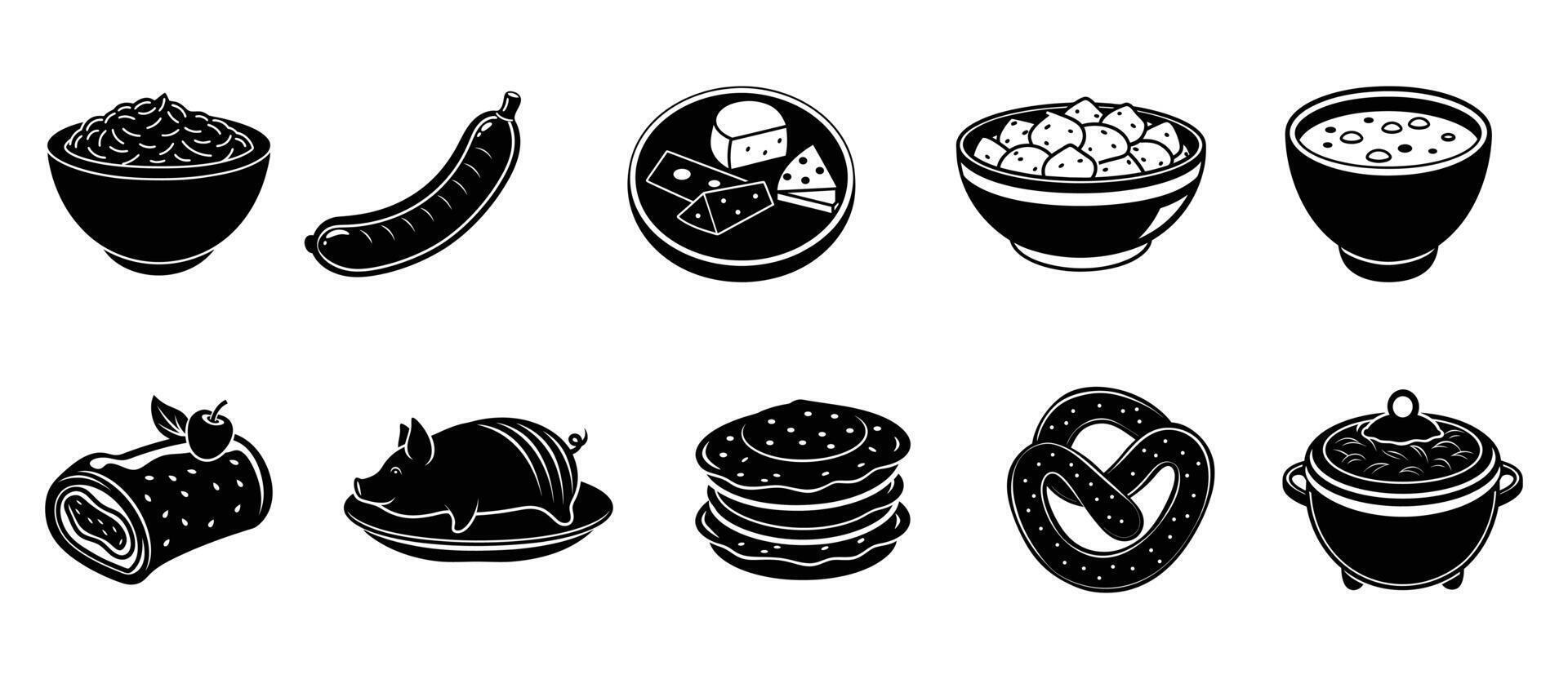 Traditional Oktoberfest Feast Silhouette Bundle vector