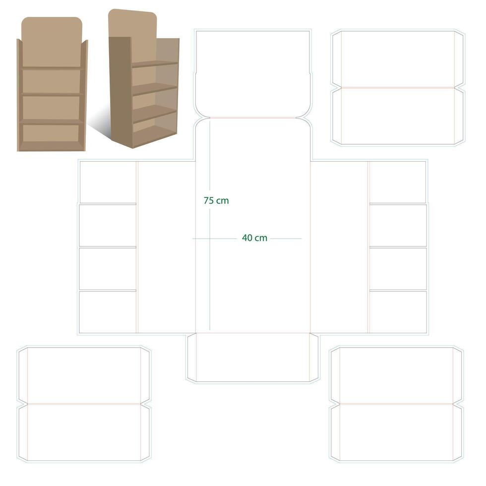 Carboard Stand Dieline Template vector