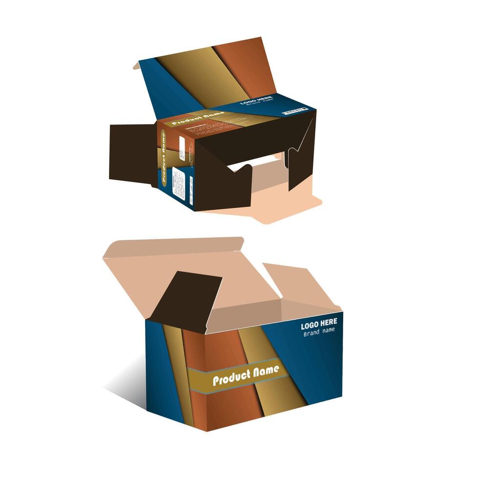 Auto Lock Box Packaging Design, 3D Box, vector