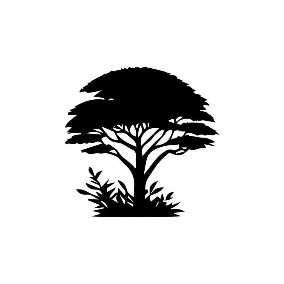 silhouette tree line drawing, elements symbol for architecture and landscape design vector