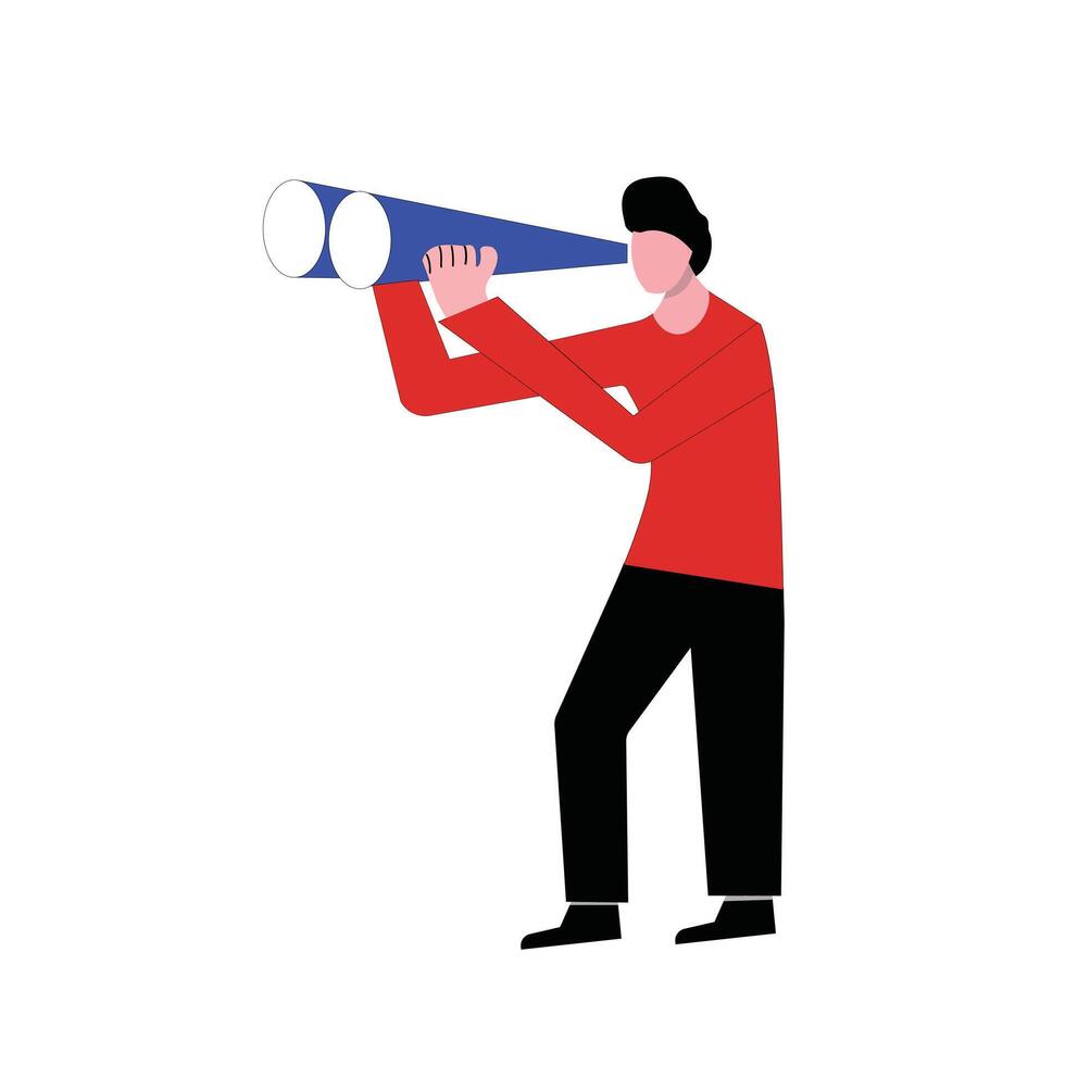 Recruitment and Human Resources Uncovering Top Talent, hiring or finding staff for vacancies, marketing search for clients or customers, business people searching with binoculars. vector