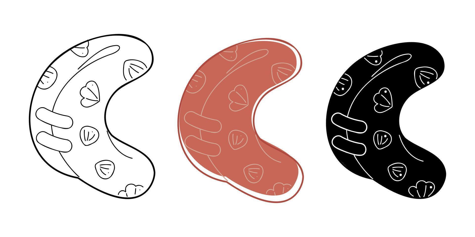 Inflatable ring of different colors with a pattern of shells. Doodle clip art for your projects. vector