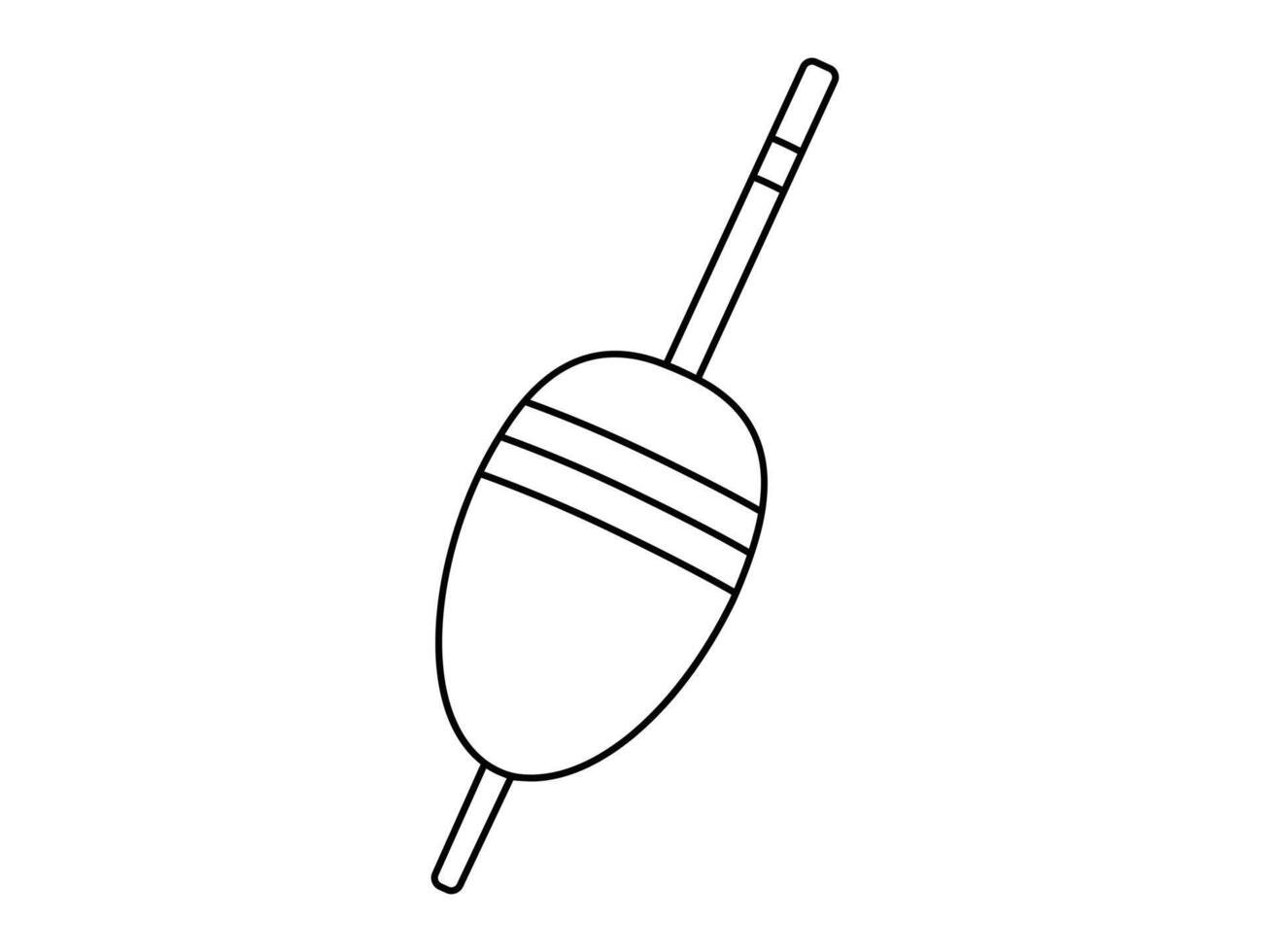 Hand drawn cute outline illustration of fishing float. Flat fishery hobby gear in line art doodle style. Bobber bait for fish icon or print. Allure to trap. Decoy for deception. Isolated. vector