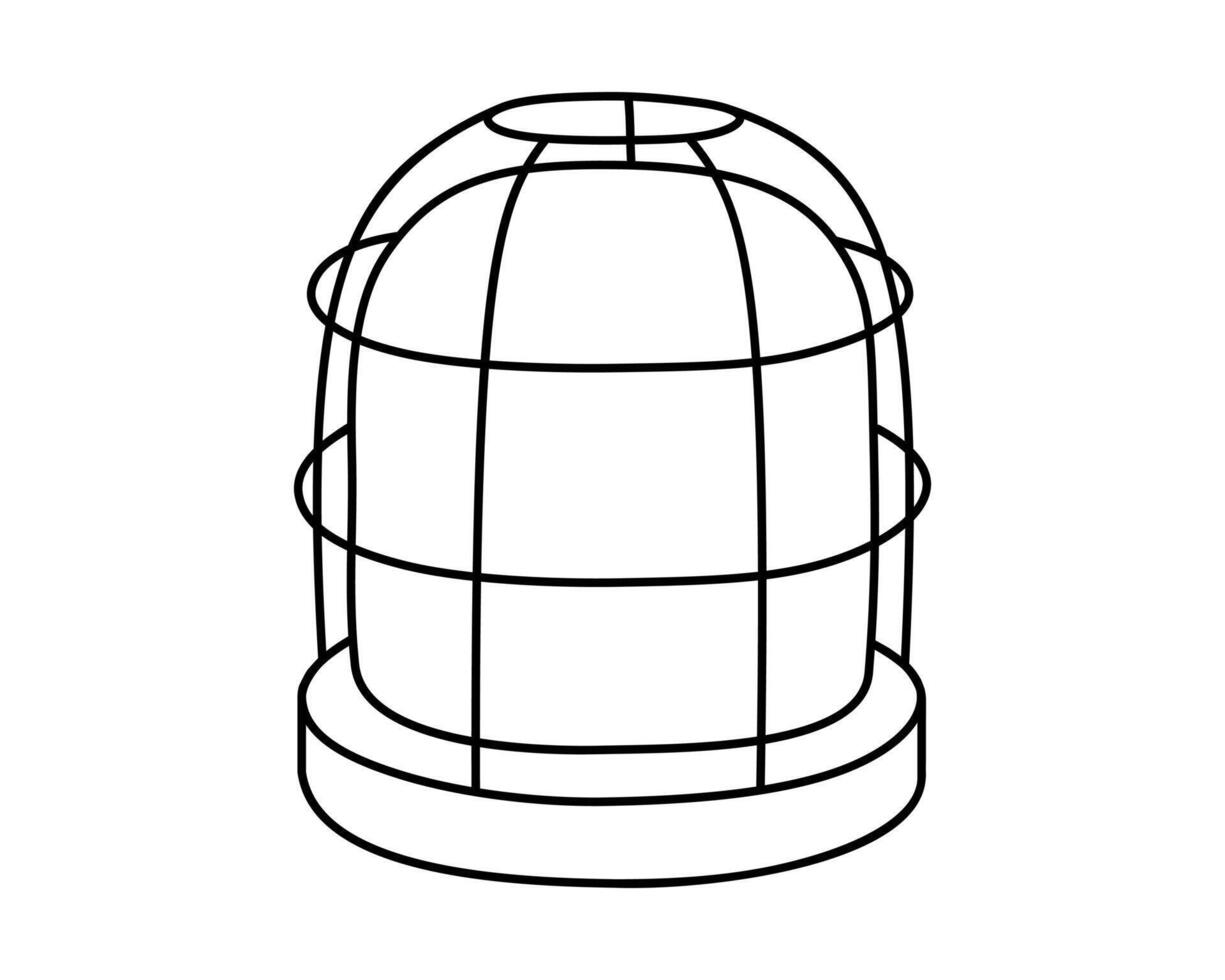 Hand drawn cute outline illustration of emergency warning light. Danger alarm siren. Flat problem caution signal in line art doodle style. Ambulance lamp icon. Urgency alert flasher. Isolated. vector