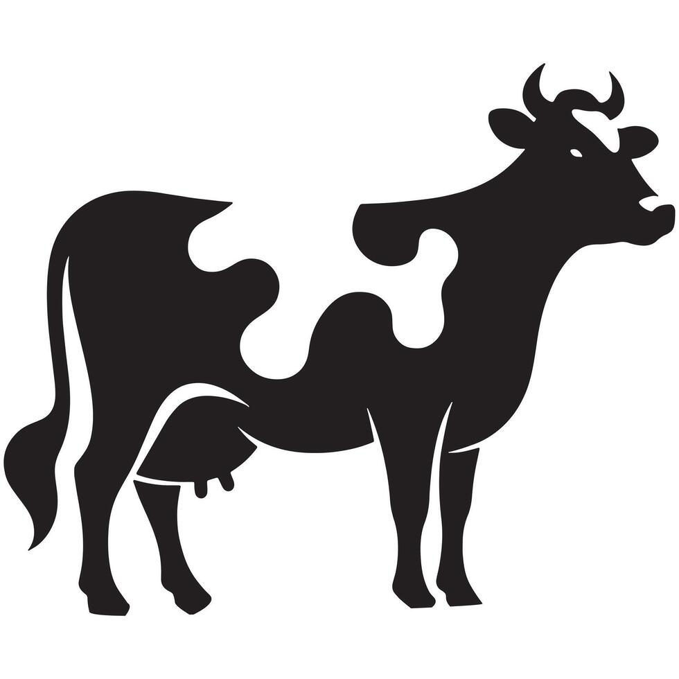 A Cow Silhouette Under the Moon vector