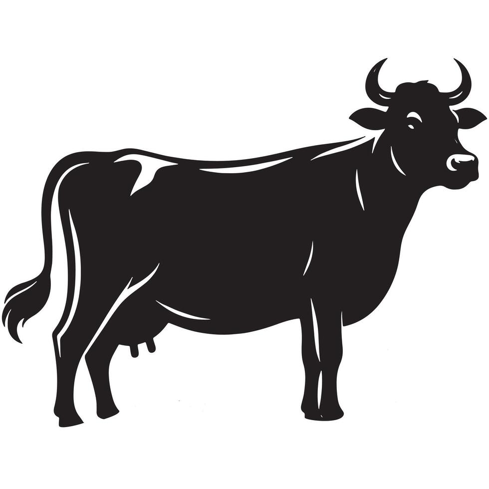 A Solitary Cow in Black and White vector