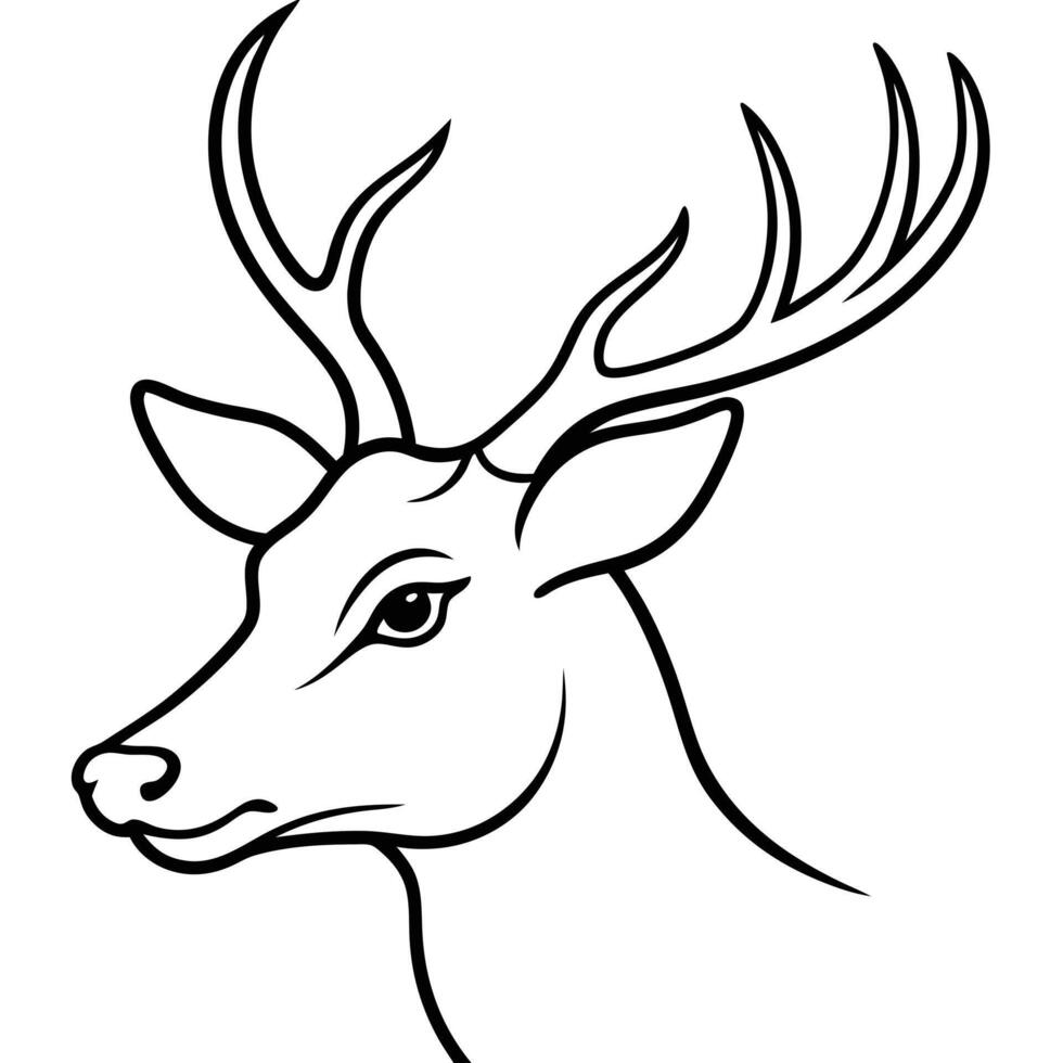 Deer head line art illustration perfect for cartoons, clipart, and stylish designs. vector