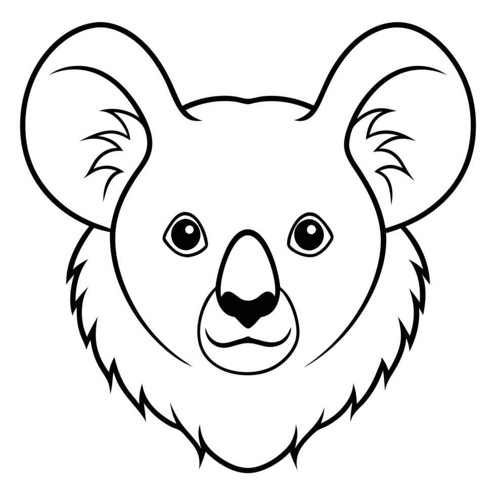 Koala Head Line Art Illustration - Cartoon Clipart and Line Art Design for Print vector