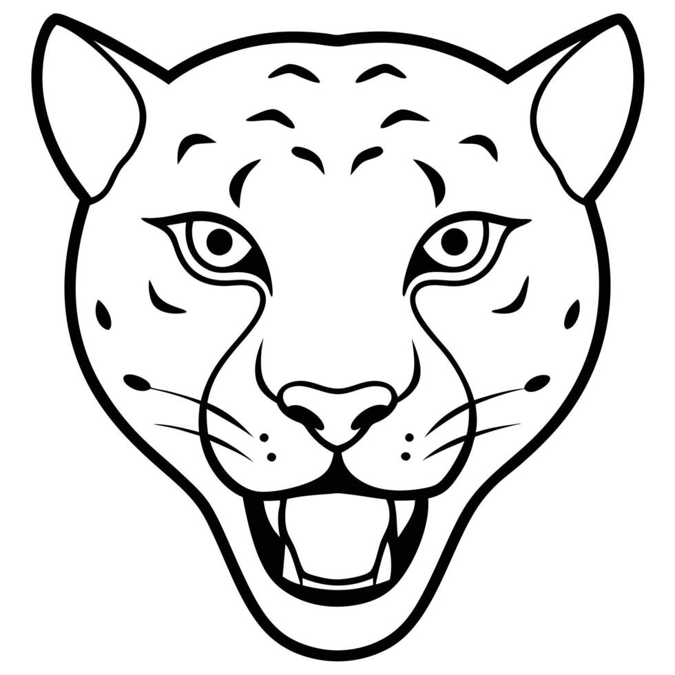Angry Leopard Head Line Art - Cartoon, Clipart, and Illustration for Printable Graphics vector