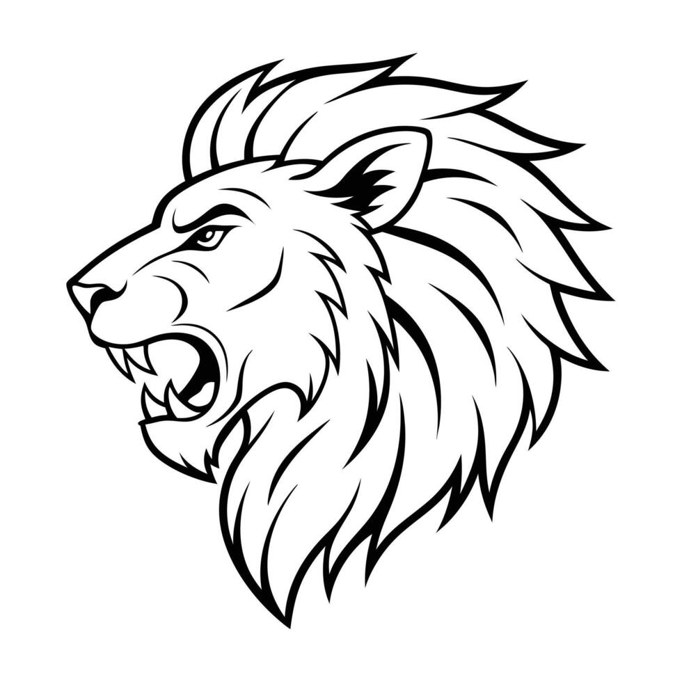 A angry Lion head line art illustration graphic design vector