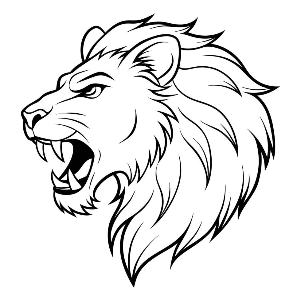 A angry Lion head line art illustration graphic design vector