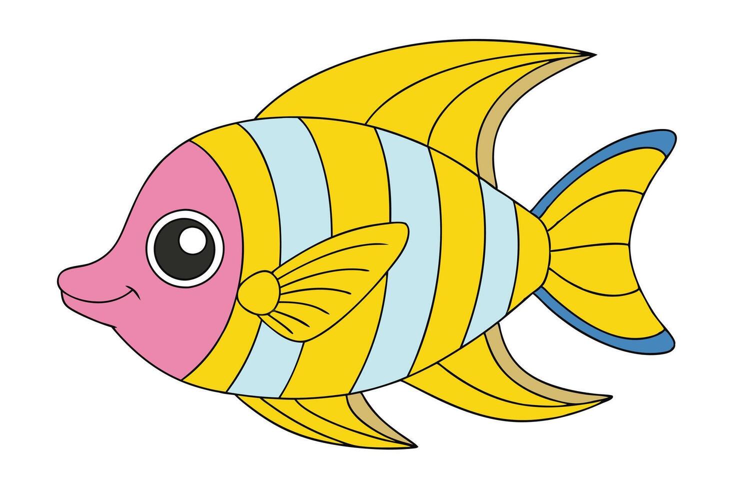 Cute angelfish cartoon for print and digital use, perfect for kids' designs and decor vector