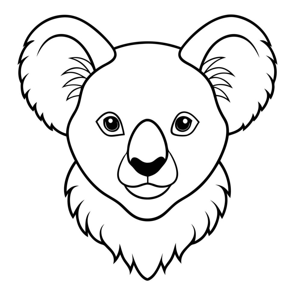 Koala Head Line Art Illustration - Cartoon Clipart and Line Art Design for Print vector