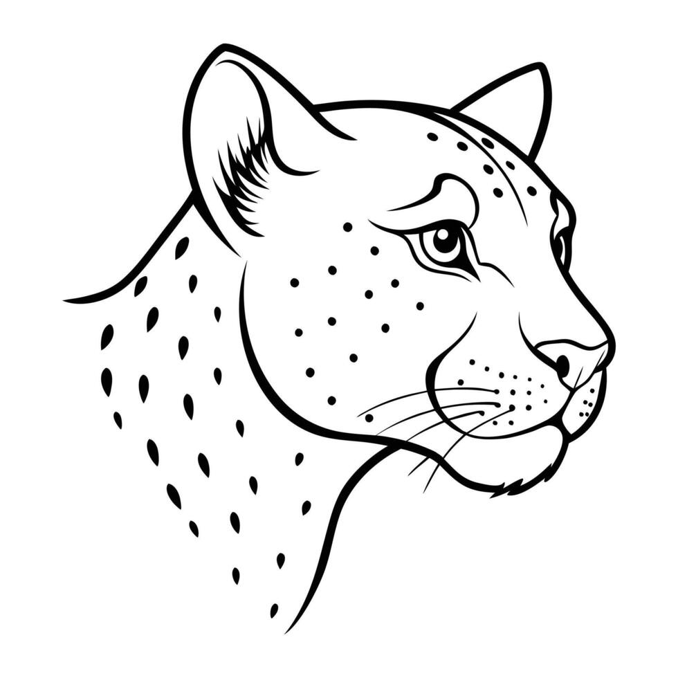 A Cheetah head side view line art illustration vector