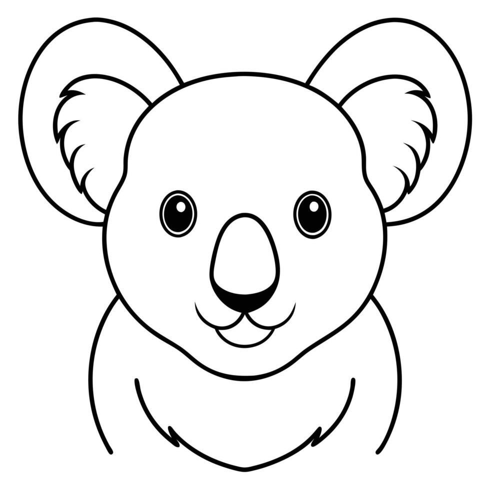 Koala Head Line Art Illustration - Cartoon Clipart and Line Art Design for Print vector