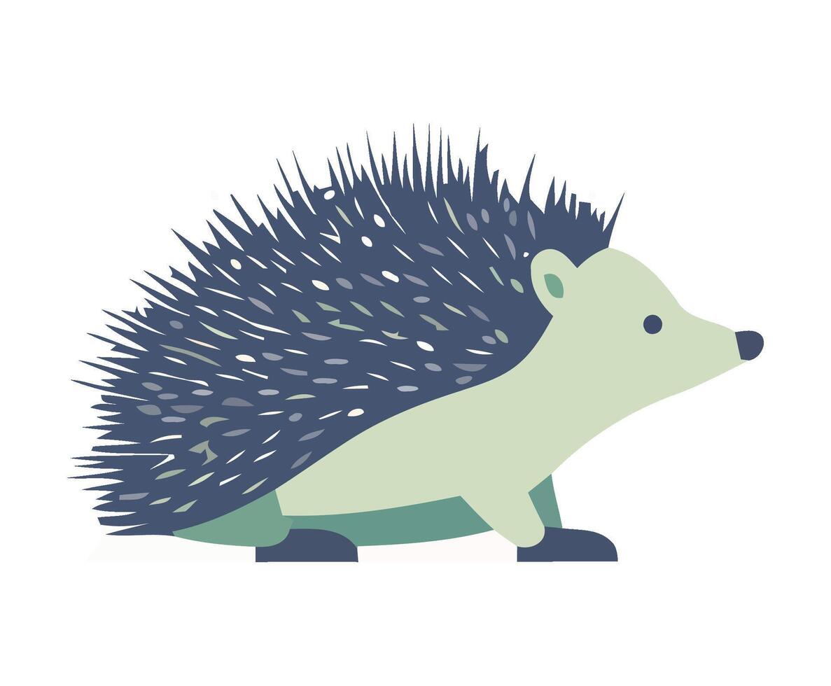 Cute hedgehog in autumn forest with sharp bristles icon isolated vector